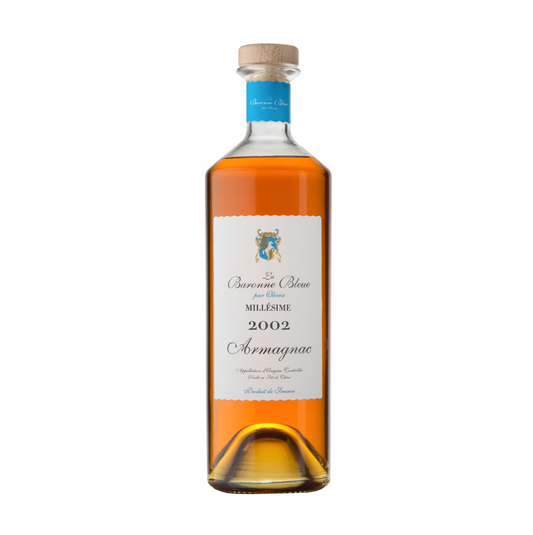 Armagnac La Baronne Bleue bouteille Millénium, 70cl : Assemblages 12 ans ou 30 ans